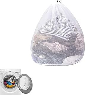 1 Pcs Drawstring Mesh Laundry Bag，Durable Laundry Net Washing Bag with Drawstring，79x 68cm Extra Large Mesh Laundry Bag for Washing Machine Travel, Delicates, Bra, Toy Storage (WHITE)
