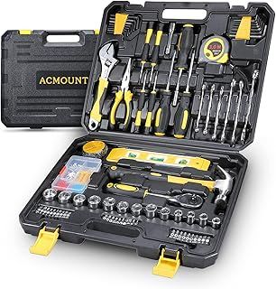 Acmount Tool Kit 140 Piece, Home Toolbox DIY Tool Set for Men Women, Protable Complete Hand Home Tool Kit Set, Motorbike Car Tools Kit, Tools Box for Home Repair and Maintenance
