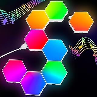 Hexagon Lights Gaming - 8 Pack RGB Led Hex Light Panels Hexagon Smart Wall Lights Sync to Music for Room Bar Decor Gaming Setup