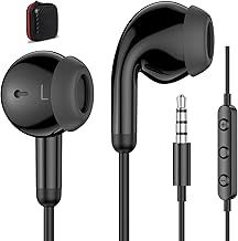 3.5mm Wired Earbuds Headphones Noise Cancelling in-Ear Headset with Mic High Sound Quality 3.5mm Jack Earphones for School Students Tablets for iPod iPad MP3 MP4 iPhone 6 5S Computer Laptop Black