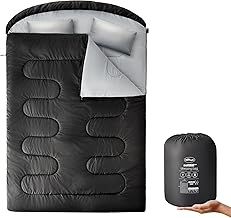 Silentnight SoftFill Adult Double Sleeping Bag - 3 Season Lightweight Soft Cosy Warm Mummy Sleeping Bag for Spring Summer Camping Hiking Outdoor Travel for Warm and Cold Weather - 190x30x150cm, Black