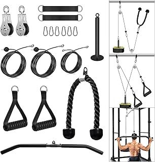 Cable Pulley System Home Gym, Pulley System Gym Weight Cable Pulley System Fitness Cable Machine Attachment for Lat Pull Down, Arm Workout