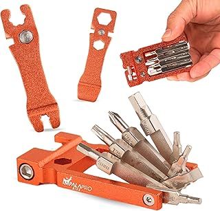 IMPALAPRO Bike Tool Kit Set 20 in 1 Compact and Lightweight (117.5g) Chrome-Vanadium (CRV) - Bike Multi Tool with Chain Breaker - Pocket Tool Kit - Bicycle Repair Kit (Orange)