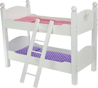 Olivia's Little World 18 in. Doll Wooden Convertible Bunk Bed Stacked on Top or Unstacked as Two Single Beds, Gray and Pink and Purple