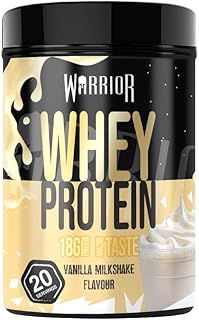 Warrior Whey Protein Powder 500g - Up to 36g* Protein per Shake – Low Sugar - Muscle Growth and Recovery Drink - Amazing Taste - 20 Servings - GMP Certified (Vanilla Milkshake)