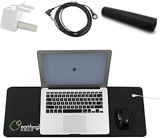 earthinglife grounding mat earthing UK for Therapy Better Sleep, Pain Relief，Improve Balance, Flexibility, Black, ，25x68 cm conductive pu Foot Bed Computer universal pad with grounding cord