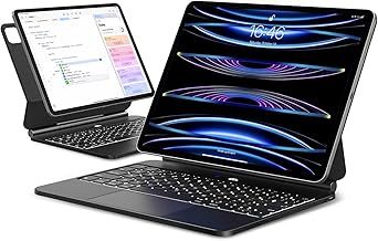 APPS2Car Magnetic Keyboard Case for iPad Pro 12.9-inch (6th/5th/4th/3rd Gen) with Floating Stand, Backlit Keyboard & Multi-Touch Trackpad, Slim & Lightweight iPad Case - Black