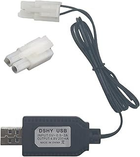 4.8V NiMH/NiCd Battery Charger Cable with Standard Tamiya Plug Compatible RC Car RC Tank RC Plane RC Boat and Other Remote Control Toys for Universal 4.8V Lipo Battery USB Charger (1)