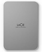 LaCie Mobile Drive Moon 5TB, External Hard Drive Portable, USB-C 3.2, PC Mac iPad & iPhone, Data Rescue Services (STLP5000400)