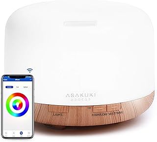 ASAKUKI Smart Wi-Fi Essential Oil Diffuser, App and Voice Control Compatible with Alexa, 500ml Aromatherapy Humidifier for Relaxing Atmosphere in Home Office Bedroom