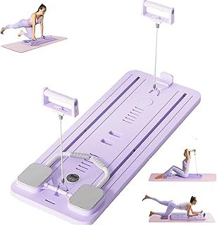 Foldable Pilates Reformer Board with Ab Roller, Ab Exercise Machine, Multi-Functional Pilates Board for Home Workouts, Full Body Pilates Core Trainer, Abdominal Board