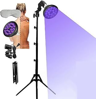 54W Face Tanning Lamp,Comes with Eye Mask and Tripod, Swivel Head 180° Lamp, Height Adjustable 38-79 Inch, Suitable for Antique Bronze Skin