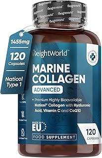 Marine Collagen Capsules 1455mg - 120 Capsules - Naticol Type 1 Collagen Supplements for Women & Men - Hydrolysed Marine Collagen Peptides Complex with Hyaluronic Acid, Vitamin C, Zinc & CoQ10