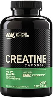 Optimum Nutrition Creatine Capsules with 2500 mg of Unflavoured Creatine Monohydrate per Serving, Creatine Food Supplement Capsules to support performance, 100 Servings, 200 Capsules