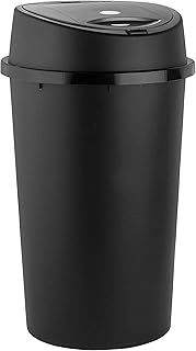 45 Liter 45 Litre 45L TOUCH BIN Colour Bin for Home Garden Office School Kitchen Bathroom Top Bin Portable Pedal Bin Removable Lid (BLACK)