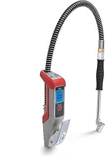 Professional Digital Tyre Pressure Gauge Air Tyre Inflator with Hose & Twin Push-On Connector, LCD Display 261 PSI 18 BAR, Die-Cast Aluminum, for Truck/Car/Bike