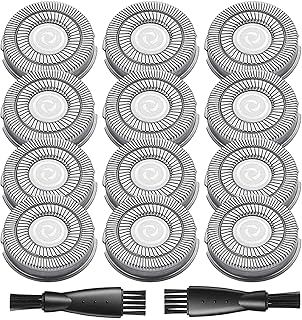 12 Pack Pit bull Shaver Replacement Blade for Skull Shaver Replacement Heads Pitbull Gold/Silver Replacement Blades for Palm Electric Razors Head Shavers for Bald Men, 2 Cleaning Brush, Premium