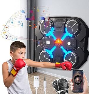 Music Boxing Machine Kids, Bluetooth Smart Music Boxing Machine, Wall Boxing Machine with Boxing Gloves, 3-Level Speed, Rechargeable Music Boxing Machine for Children Home Exercises