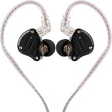 Linsoul KZ ZS10 Pro, 4BA+1DD 5 Driver in Ear Monitor, HiFi Wired Earbuds, Gaming Earbuds, Hybrid IEM Earphones with Stainless Steel Faceplate, Recessed 2 Pin Detachable Cable(With Mic, Dark Black)