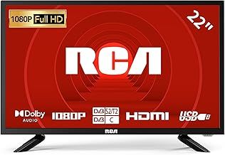 RCA 22 Inch FHD TV, Freeview DVB-T2-C-S2 Dolby Digital Audio 1080P TV, Full HD LED Backlighting Display, HDMI VGA PC Audio USB Record Media Player, Small TV for Small Lounge Kitchen