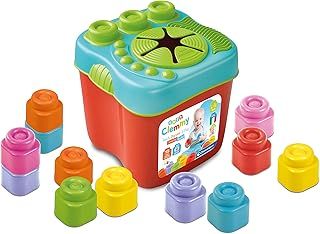 Clementoni- Clemmy Sensory Bucket with Soft Blocks for Babies - 15 Pieces, Develops Motor Skills & Sensory Play (6+ Months)