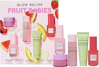 Glow Recipe - Fruit Babies s Kit Mini Travel Size Beauty Essentials Avocado Foam Cleanser, Niacinamide Dew Drops Serum, Pore-Tight Toner, Salicylic Hyaluronic Acid Cream (5 Count), 0.65 pounds