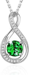GEMLANTO 925 Sterling Silver Necklaces, Infinity Birthstone Necklace for Women, Anniversary Birthday Fine Jewellery Gifts for Her Women Mother, Adjustable Chain