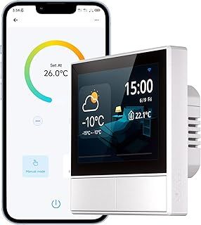 SONOFF NSPanel WiFi Smart Light Switch, 2 Gang Switch Smart Home Control Panel With Temperature Control Function, Smart Lights Control, Work With Alexa & Google Home, Require Live& Neutral Wire, White