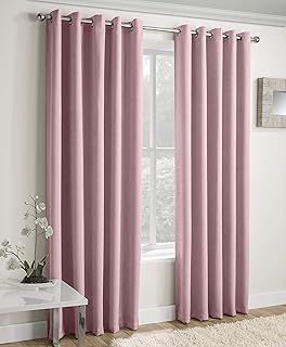 Vogue Blush Pink 46 x 54 inch (117x137cm) Eyelet Thermal Noise Reducing Dim Out Curtains for Bedroom and Living Room