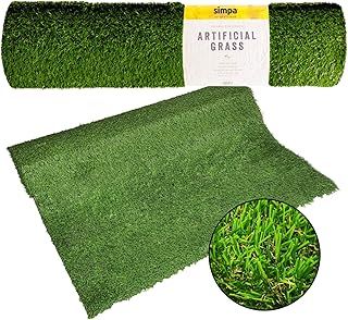 simpa 2 x Quality Non Fade Artificial Grass Pile Roll - 4m x 1m / 13ft x 3.3ft - 20mm Pile Height - Astro Turf Fake Lawn - Tested for Extreme Weather Conditions.