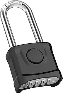 Diyife Heavy Duty Combination Padlocks, [Weatherproof Outdoor] Large 4 Digit Code Lock, 54mm with 8mm Thick Long Shackle 304 Stainless Steel Shackle Padlock for School, Gym, Gate, Shed (Black)