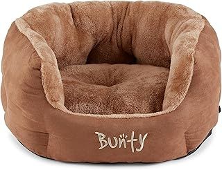 Polar Dog Bed & Cat Bed, Medium | Cosy Fluffy Fleece Calming Dog Bed | High Wall Snuggle Anti Anxiety Dog Bed | Washable Bed & Cushion for Puppy, Small to Large Pets - Brown