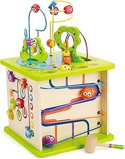 Hape Country Critters Play Cube| Wooden Learning Puzzle Toy for Toddlers, 5-Sided Activity Centre with Animal Friends, Shapes, Mazes, Wooden Balls, Shape Sorter Blocks and More