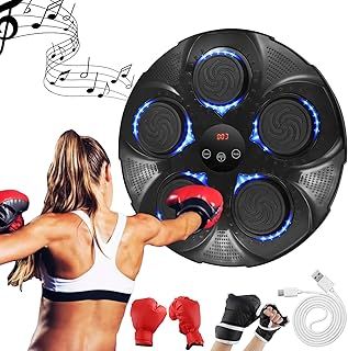 Music Boxing Machine UK,One Punch Boxing Machine with 9-level Speed & Rhythm Adjustment,Smart Music Boxing Machine Wall Mounted with LED Light,2 Pair Boxing Gloves for Adults & Kids
