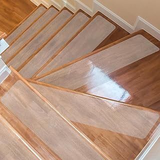 Non-Slip Stair Treads,15 Packs Stair Tapes Transparent Self-Adhesive, Anti-Slip Grip Step Strips for Indoor and Outdoor Steps, 6"x24"