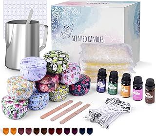 VAZILLIO Candle Making Kit Wax Melt Making Kit, DIY Scented Candle Gift Set with 480g Soy Wax, 5 Fragrance Oil, 9 Candle Tins, 500ml Wax Melted Pot, Candle Wicks and Others, Wax Melt Making Kit