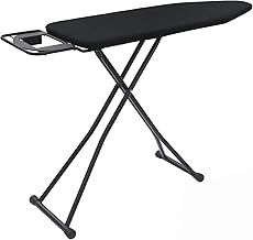 Rainberg 122 x 38cm Folding Ironing Board with Jumbo Iron Rest, Adjustable Height Up To 93cm, Foldable & Collapsible Ironing Table (Black)