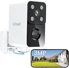 ieGeek No Monthly Fee 2K Security Camera Outdoor Wireless, 180° Horizontal Pan, Rechargeable Battery Wifi Home Camera, Colour Night Vision, Motion Detection, Siren Floodlight, Voice Intercom, IP65