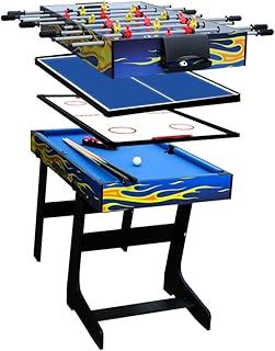 IFOYO 48 in/4 ft Multi-function 4 in 1 Steady Combo Game Table, Hockey Table, Soccer Foosball Table, Pool Table, Table Tennis Table, Yellow Flame