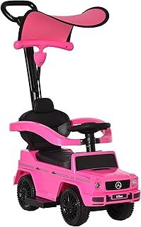 HOMCOM 3 in 1 Kids Children Ride on Push Car Toddler Sliding Car G350 Licensed Walker Foot to Floor Slider Push-Along with Horn Steering Wheel NO POWER Manual, Pink