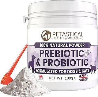 Probiotics for Dogs, Cats, Prebiotic with Chicory Inulin, Canine Feline Probiotic Powder for Digestive Health Pet Supplement, 100g