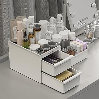 Makeup Organizer Storage Drawers, Large Capacity Cosmetic Organisers for Lipsticks, Jewelry, Nail Care, Skincare Organiser for Vanity, Ideal Desk Organizer for Dresser and Bathroom