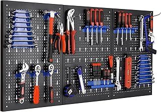 LIFERUN Metal Tool Wall, Three-part Pegboard Workshop with 17-piece Hooks and Holders, Expandable Tool Pegboard for Workshops (Blue, 117 x 55 x 2cm)