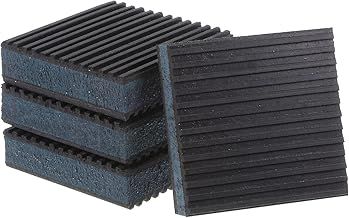 sourcing map 4pcs Rubber Anti Vibration Pads 3" x 3" x 7/8" Isolation Vibration Absorbing Pad Damping Mat Anti-Skid Noise with EVA Center for Air Compressor Conditioner Treadmill Washer
