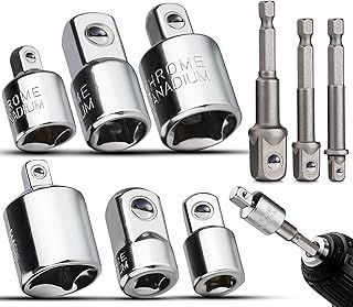 TXXATX Impact Socket Adapter Set - 9 Pc Drill Socket Adaptor for Impact Driver - 1/4" to 1/2", 1/2" to 3/8"