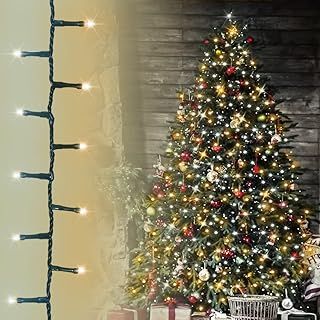 ANSIO® Christmas Tree Lights 1000 LED 25m/82ft - Warm & Cool White Cluster Compact Lights for Indoor & Outdoor Decorations Fairy Lights with Timer for Xmas Garden & Party | Mains Powered Green Cable