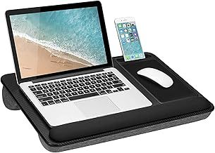 SEFFO Lap Desk Laptop Stand Portable Tray With Cushion, Built In Mouse Pad And Phone Holder, Up To 15.6"