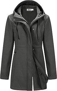 Outdoor Ventures Softshell Jacket Ladies Rain Jacket Functional Rain Coat Windbreaker Waterproof Hiking Jacket Breathable Outdoor Jacket with Hood for Spring Fall Winter