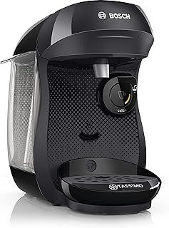 Bosch Tassimo Happy Capsule Machine TAS1002N Coffee Machine Over 70 Drinks, Fully Automatic, Suitable for All Cups, Space-Saving, 1400 W, Black/Anthracite