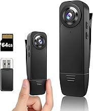 【Upgraded】 Mini Body Camera 1080P Police Body Camera 64GB Memory Card,Body Worn Cam,Premium Portable,Wearable Patrol Video Recording Camcorder for Security,Work Records,Guard (64GB)